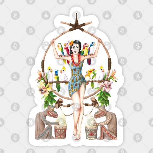 Enchanted Tiki Room Pinup Sticker by JMKohrs